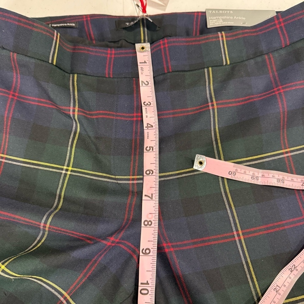 NWT Talbots Plaid Hampshire Ankle Pants Green & Navy Women’s Size 12P - Picture 7 of 16